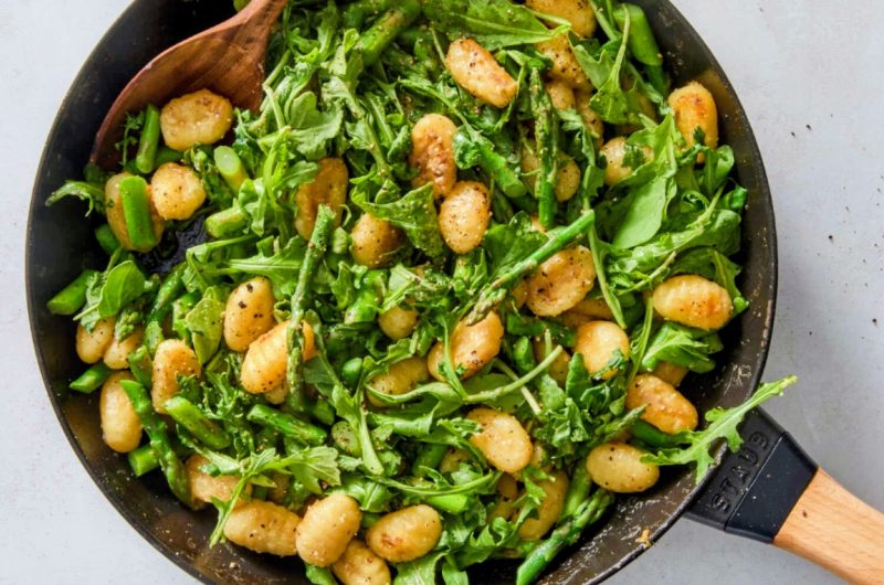 Skillet Gnocchi with Miso Butter and Asparagus
